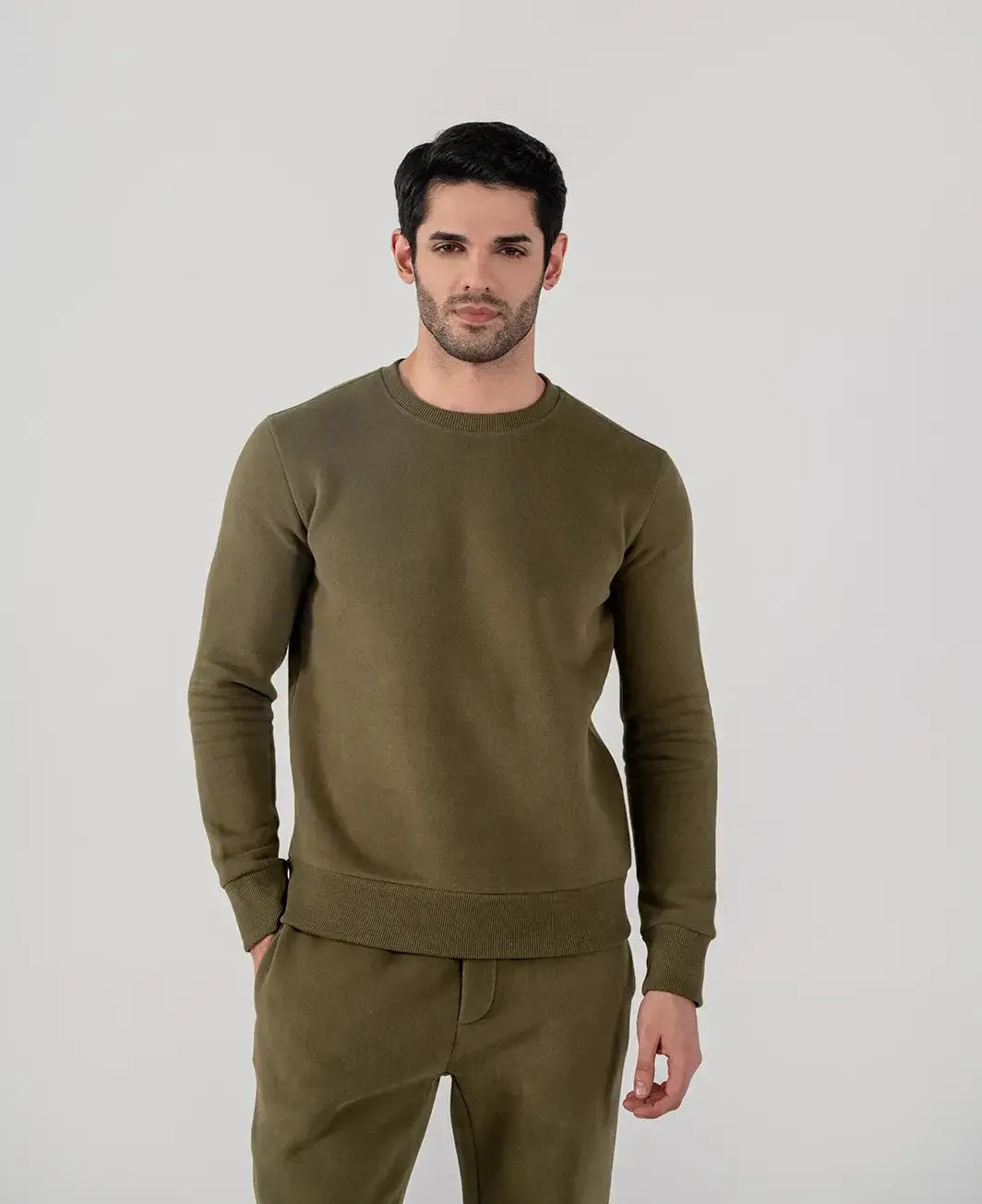 Men's Fleece Sweatshirt (Olive Green)