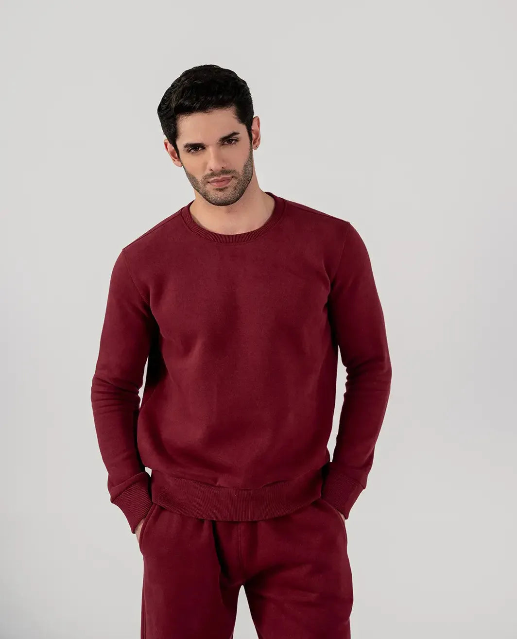 Men's Fleece Sweatshirt (Burgundy)