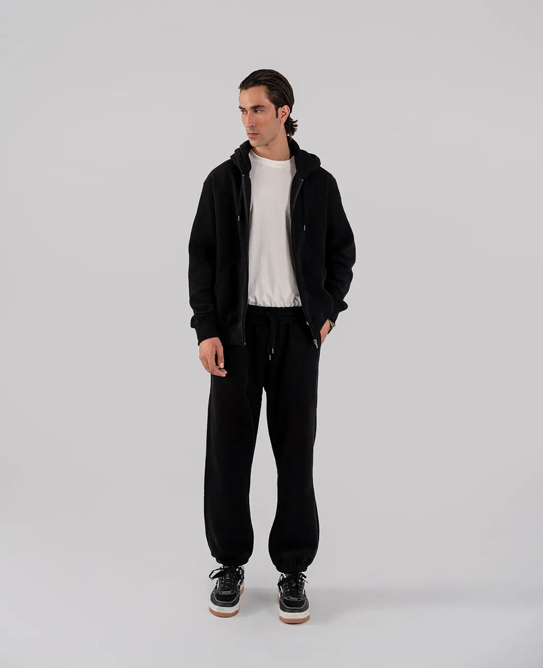 Men's Fleece Zipper Hoodie (Black)