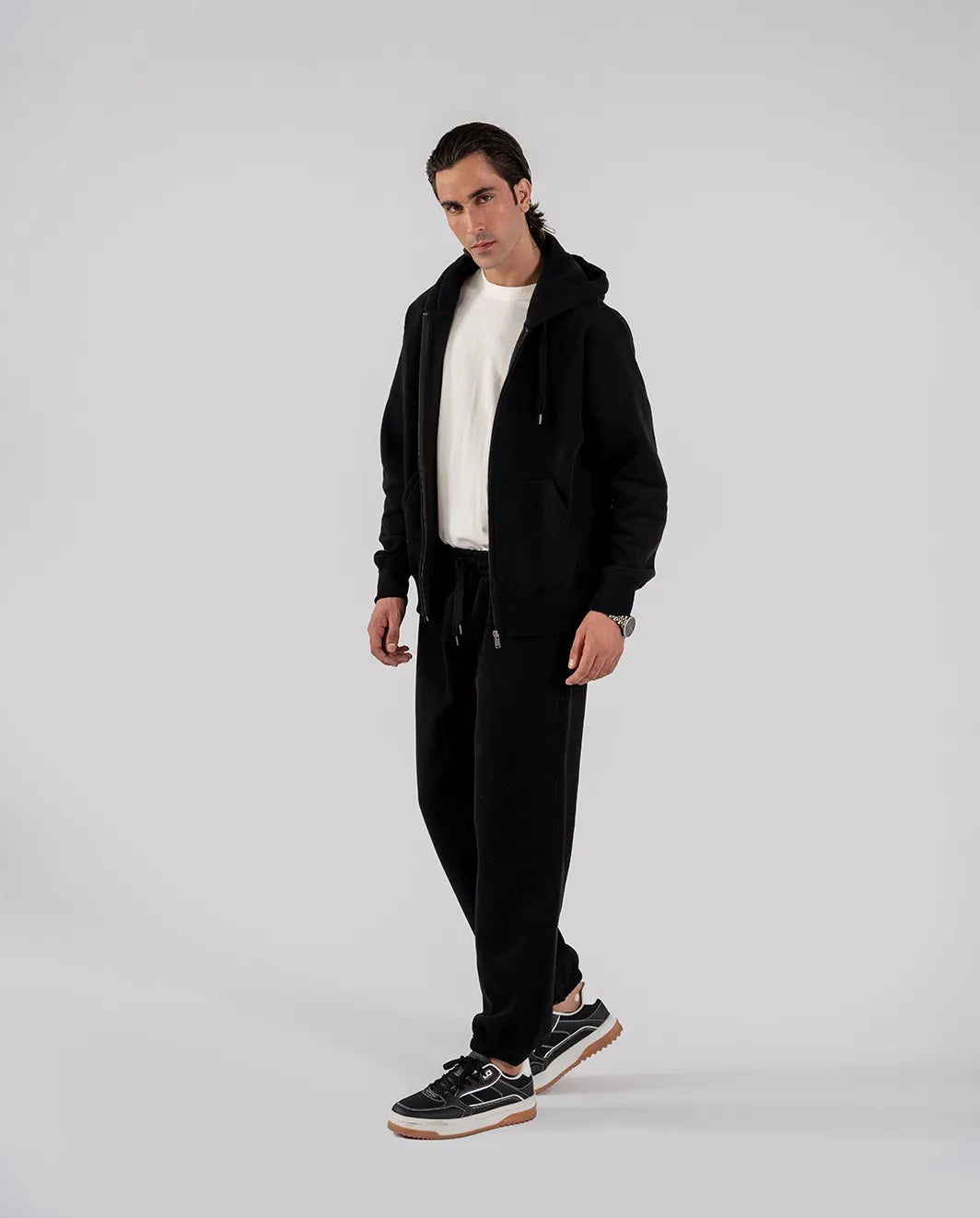 Men's Fleece Zipper Hoodie (Black)