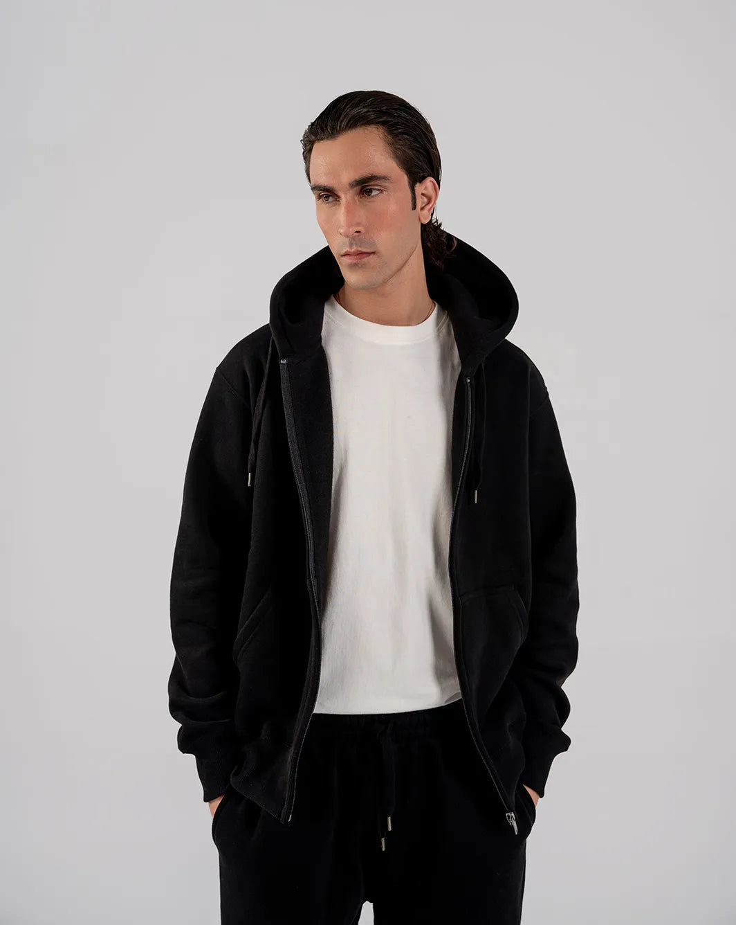 Men's Fleece Zipper Hoodie (Black)
