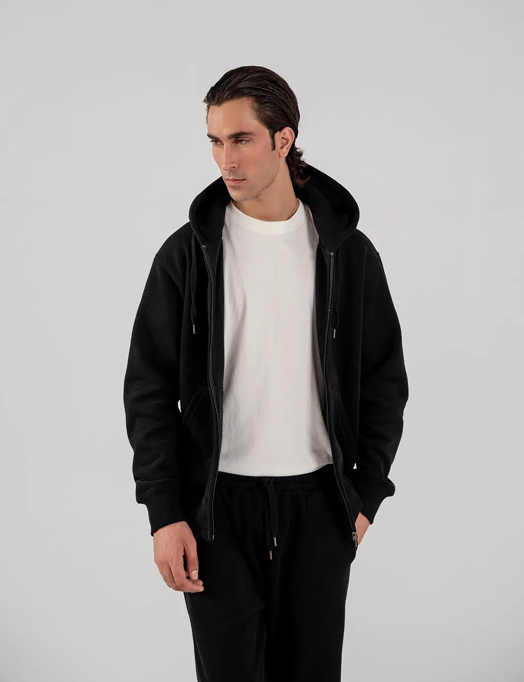 Men's Fleece Zipper Hoodie (Black)