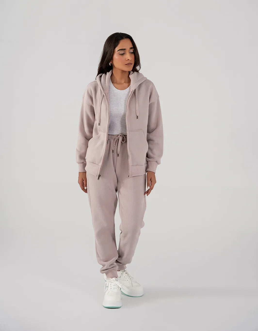 Ladies Fleece Zipper Hoodie (Purple Haze)