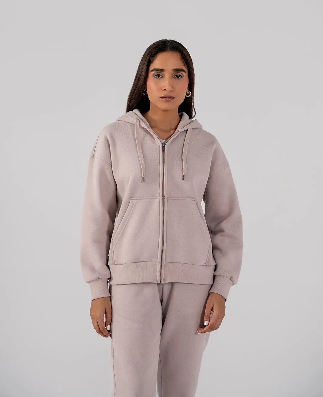 Ladies Fleece Zipper Hoodie (Purple Haze)
