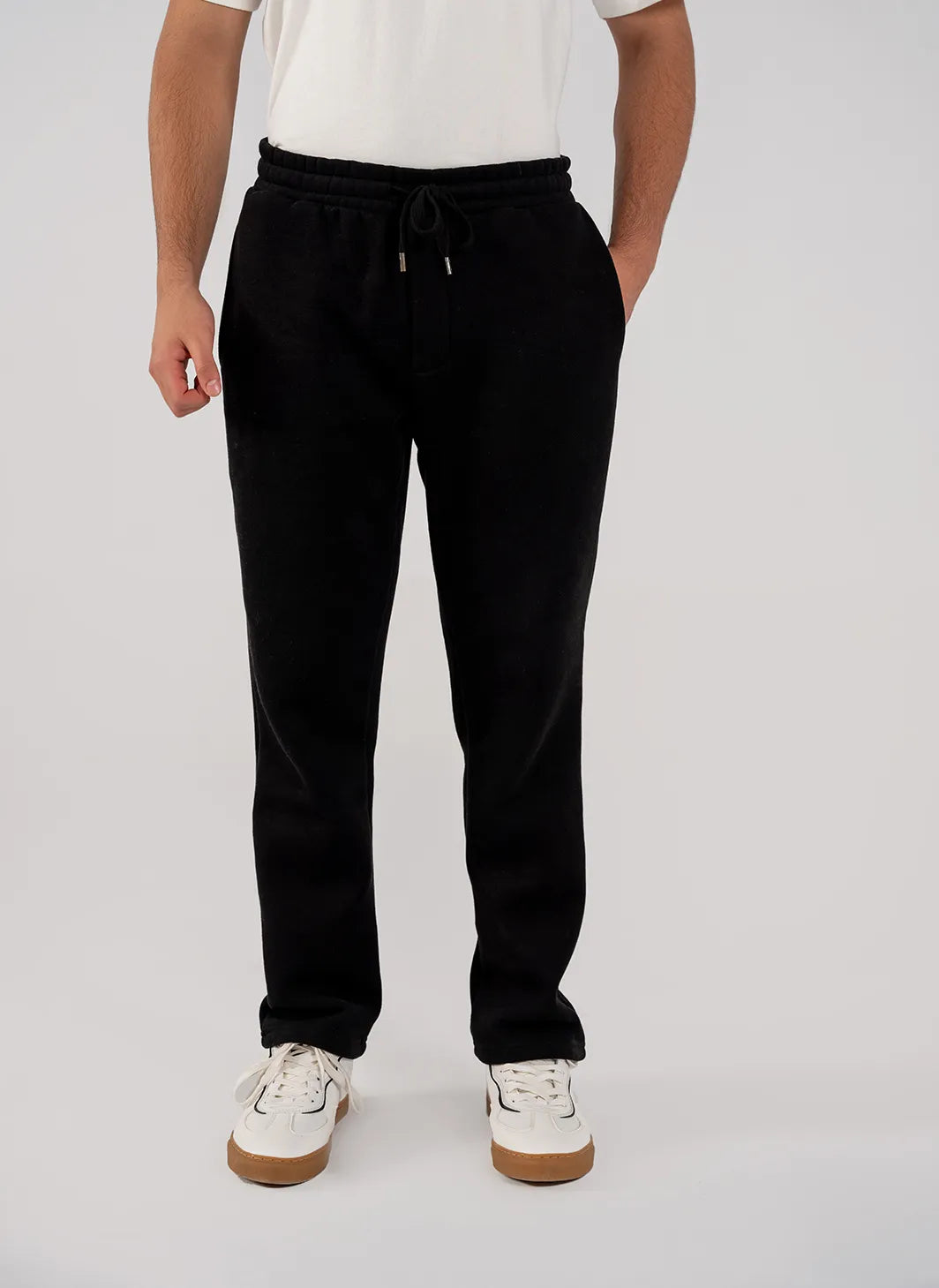 Men's Fleece Straight Cut Trousers (Black)
