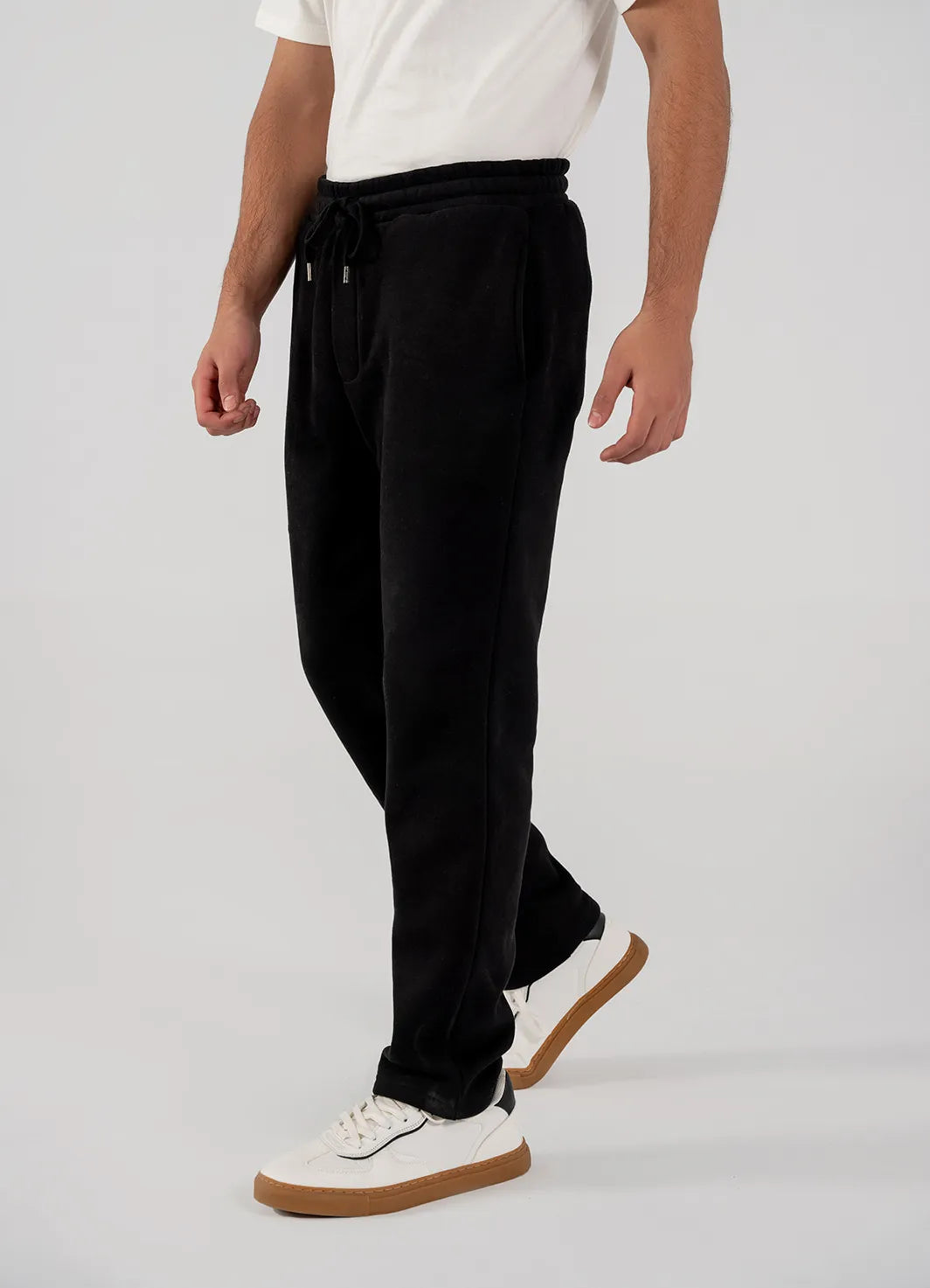 Men's Fleece Straight Cut Trousers (Black)