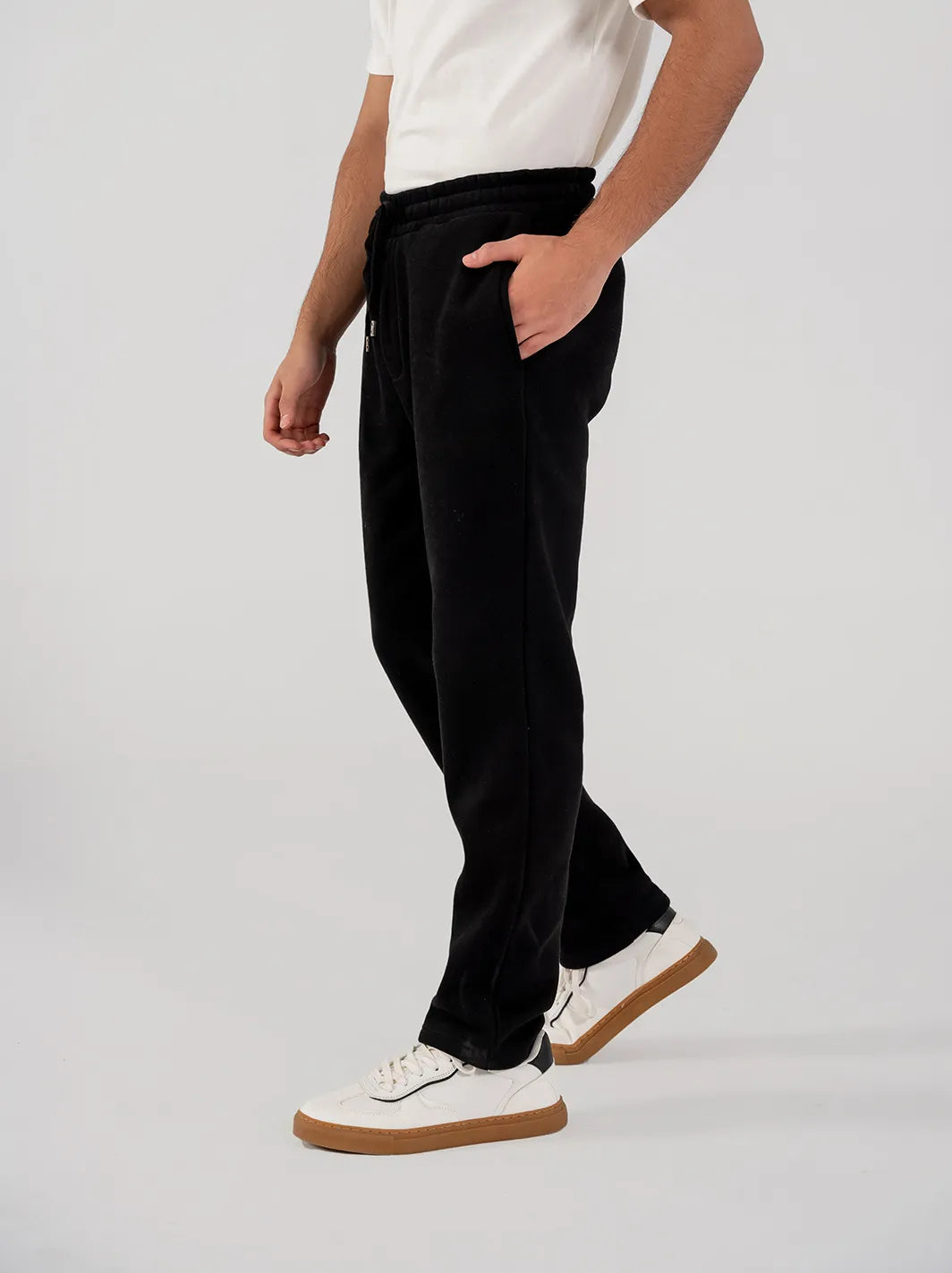 Men's Fleece Straight Cut Trousers (Black)