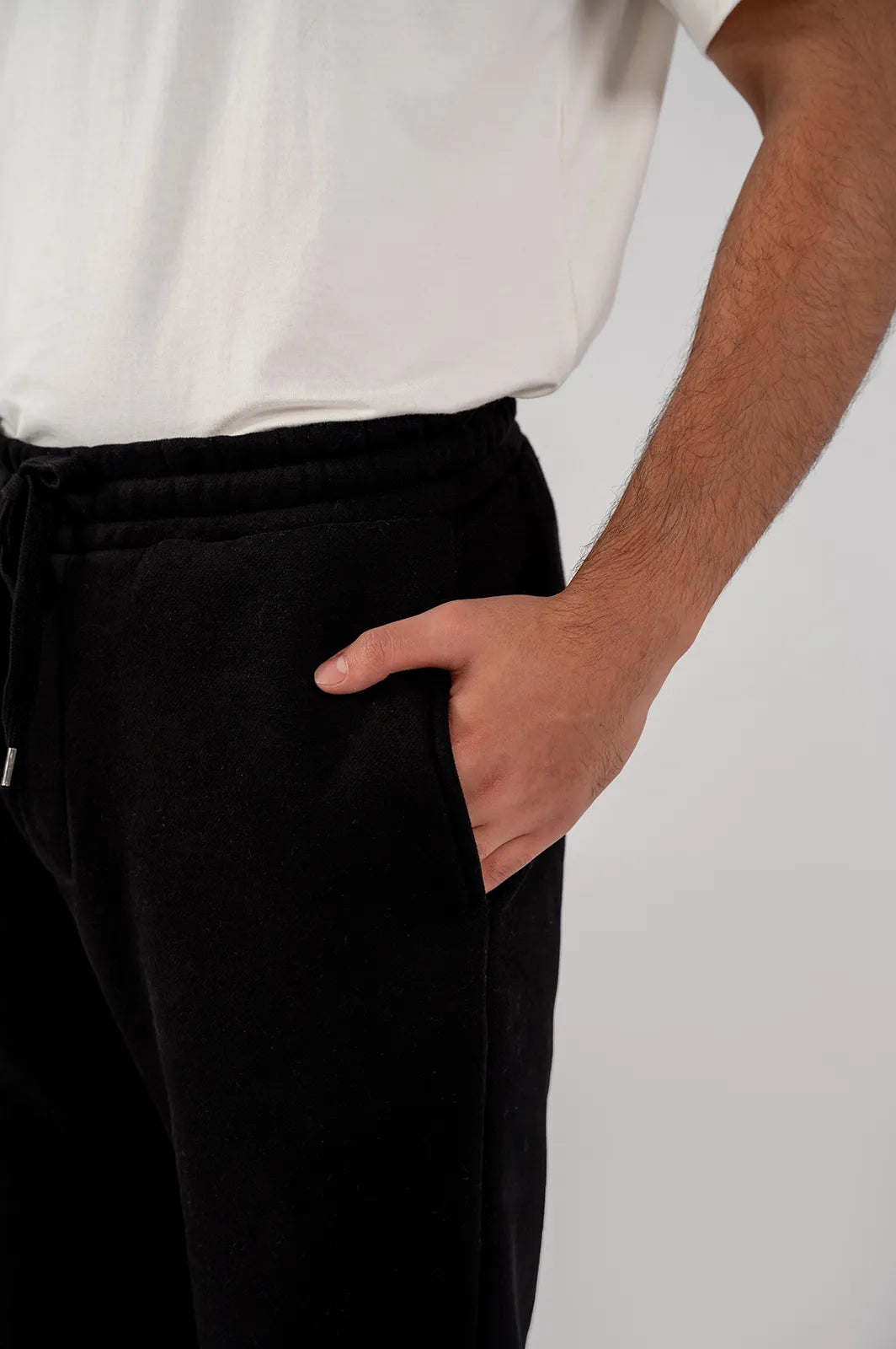 Men's Fleece Straight Cut Trousers (Black)