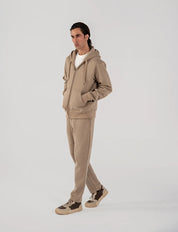 Men's Fleece Zipper Hoodie (Taupe Brown)