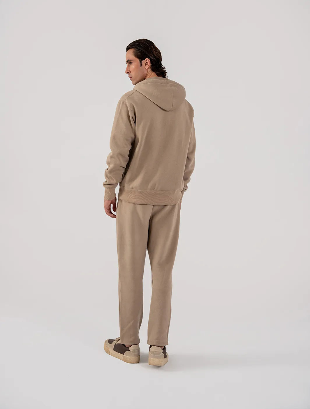Men's Fleece Zipper Hoodie (Taupe Brown)