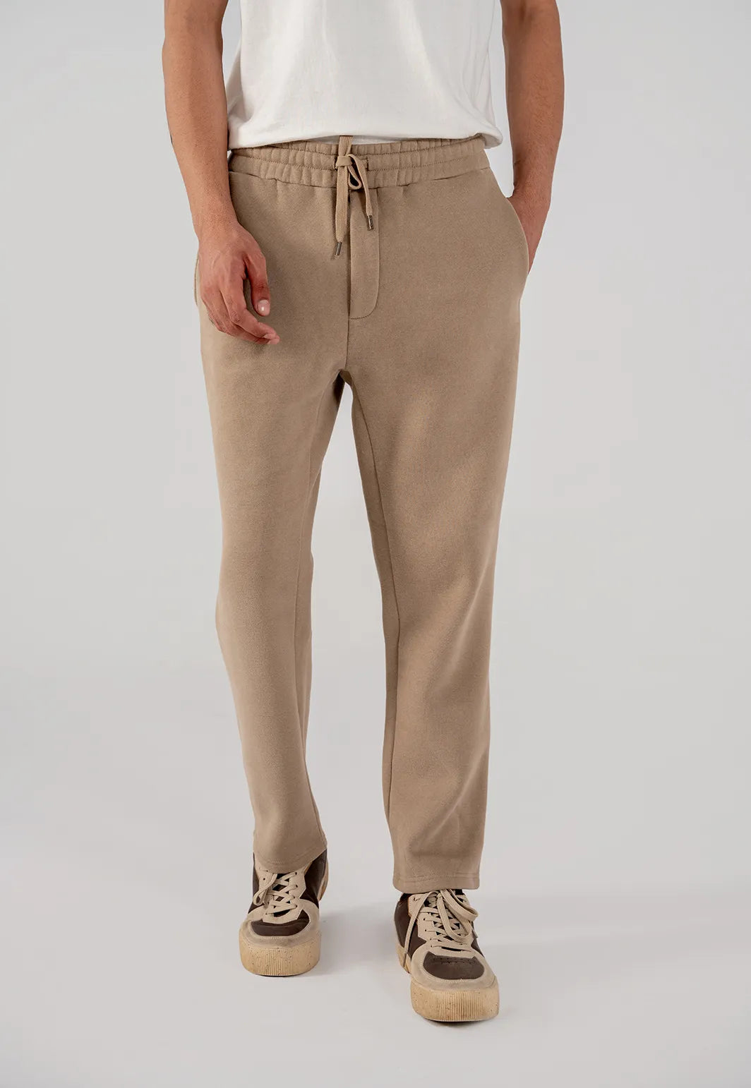 Men's Fleece Straight Cut Trousers (Taupe Brown)