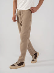 Men's Fleece Straight Cut Trousers (Taupe Brown)