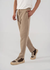Men's Fleece Straight Cut Trousers (Taupe Brown)