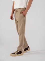 Men's Fleece Straight Cut Trousers (Taupe Brown)