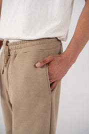 Men's Fleece Straight Cut Trousers (Taupe Brown)