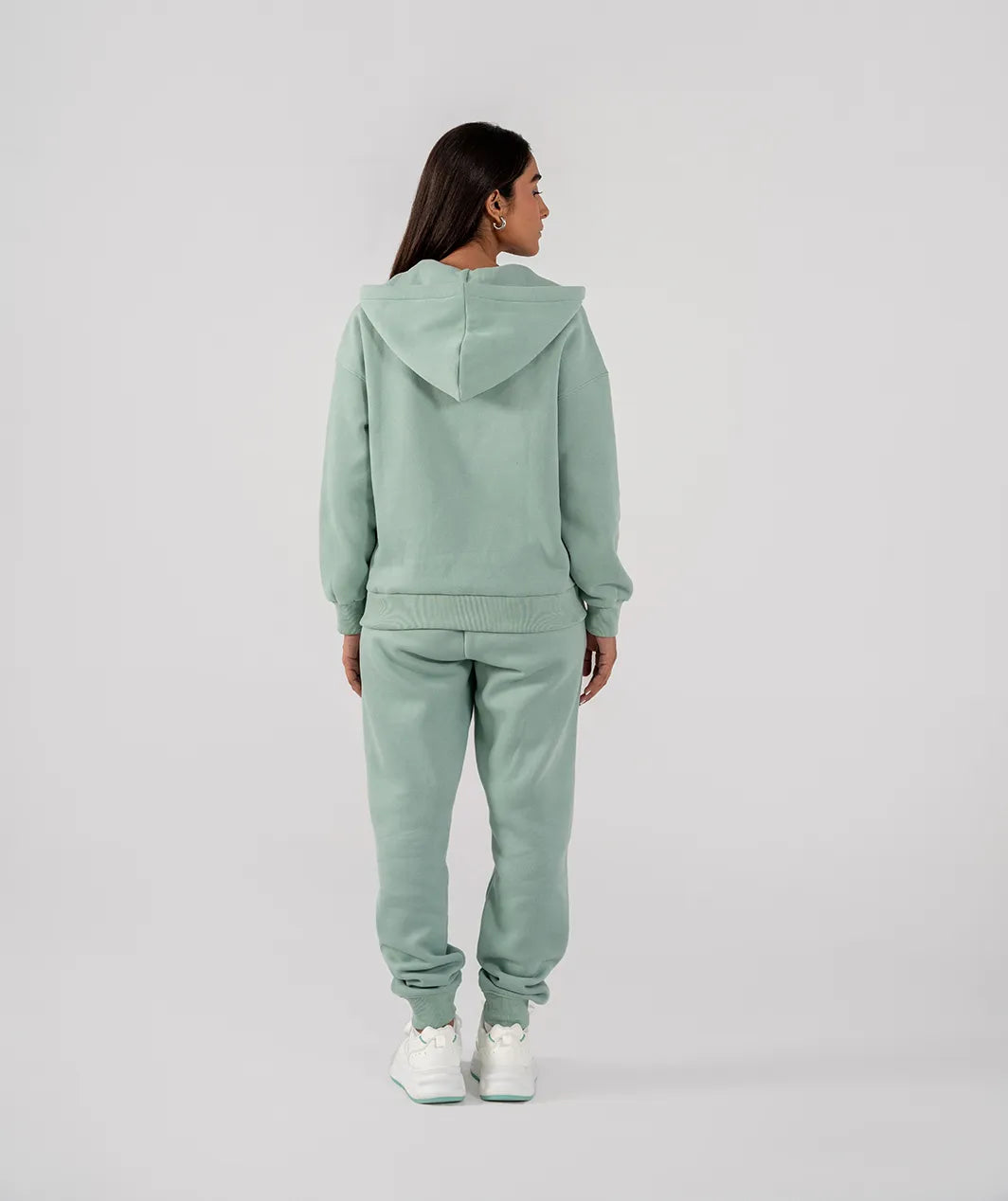 Ladies Fleece Zipper Hoodie (Light Teal)