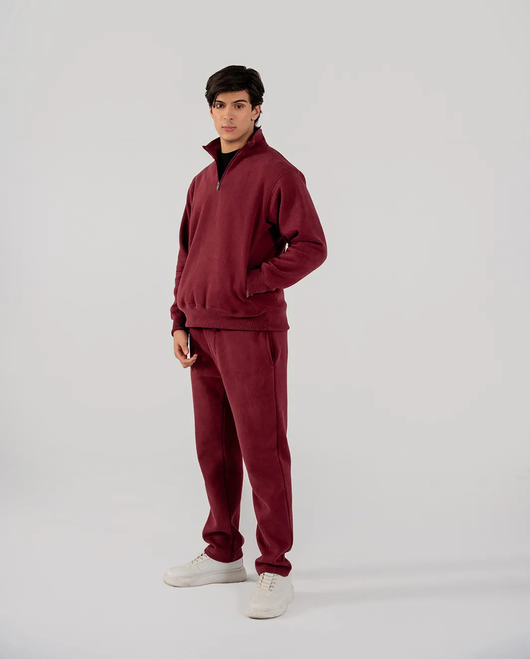 Men's Fleece Half Zipper (Burgundy)