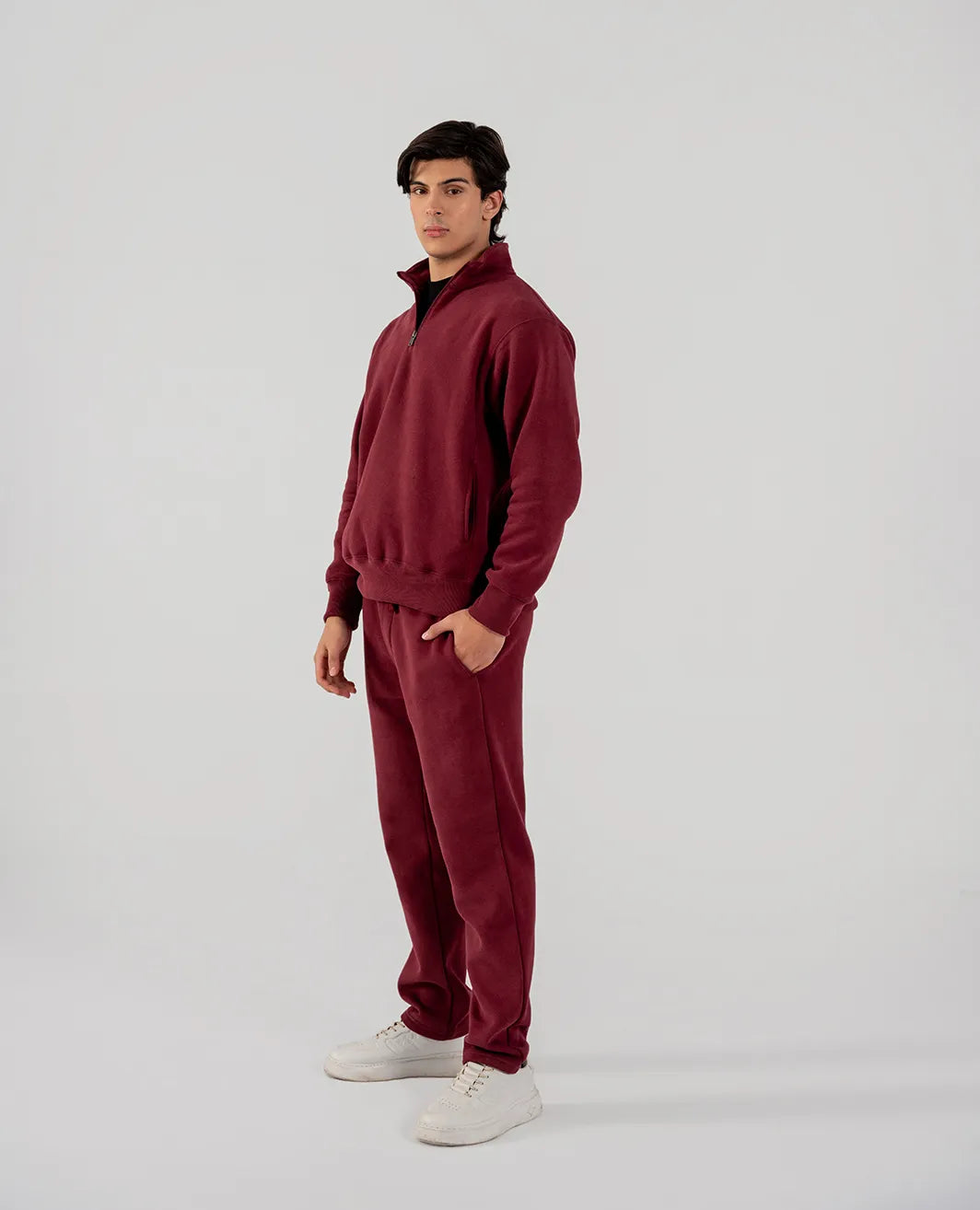 Men's Fleece Half Zipper (Burgundy)