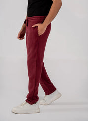 Men's Fleece Straight Cut Trousers (Burgundy)