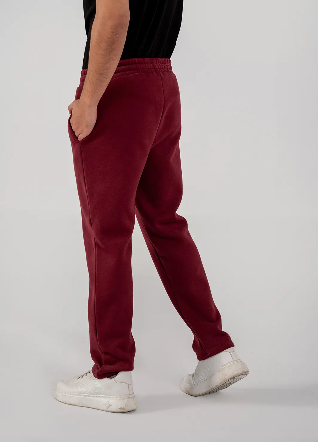 Men's Fleece Straight Cut Trousers (Burgundy)