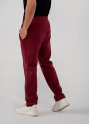 Men's Fleece Straight Cut Trousers (Burgundy)