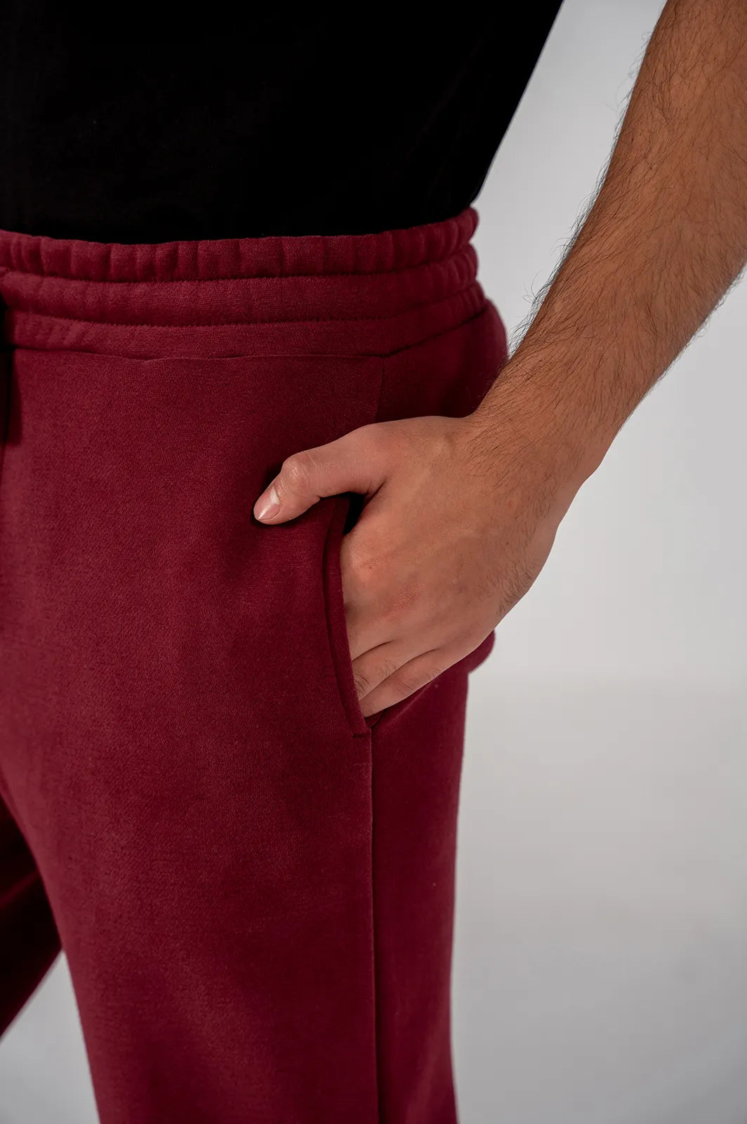 Men's Fleece Straight Cut Trousers (Burgundy)