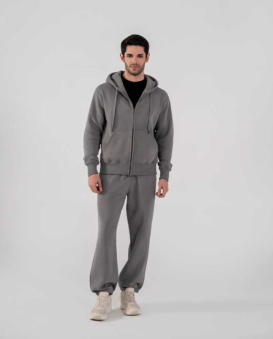 Men's Fleece Zipper Hoodie (Grey)