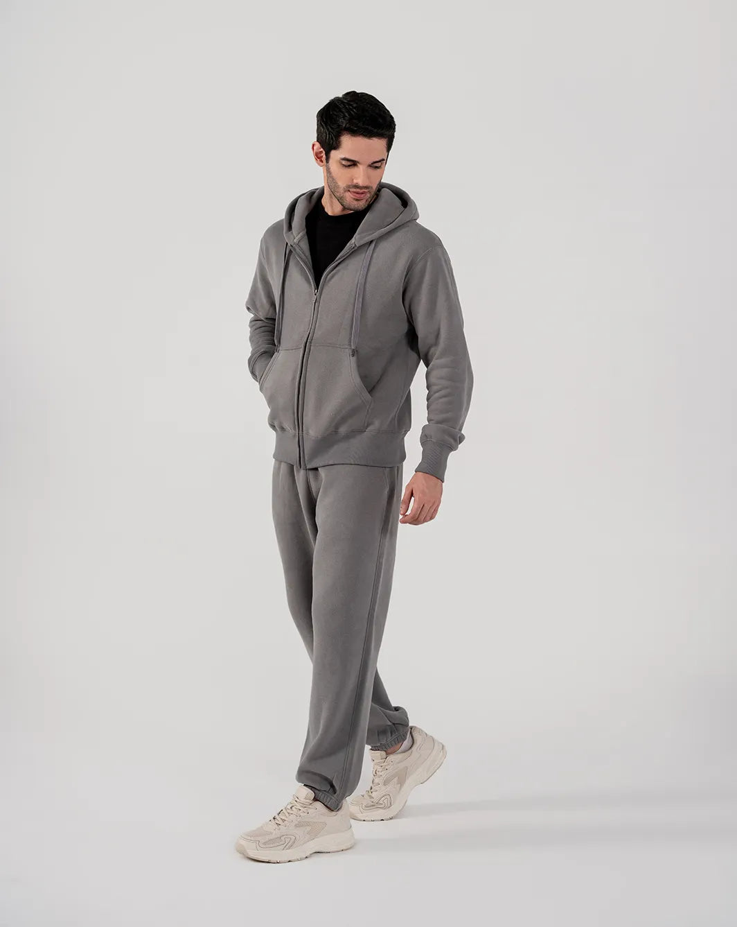 Men's Fleece Zipper Hoodie (Grey)