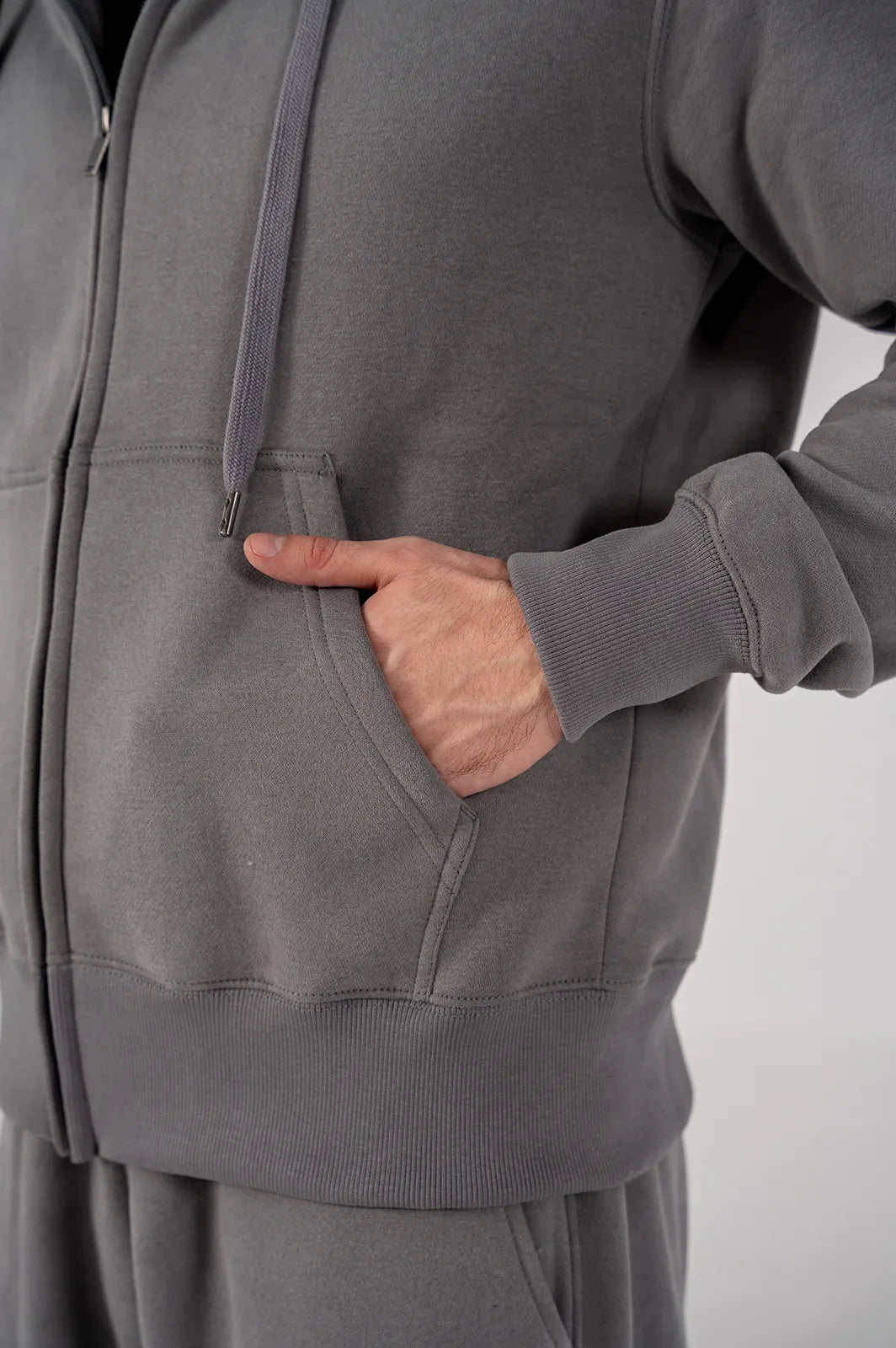 Men's Fleece Zipper Hoodie (Grey)