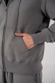 Men's Fleece Zipper Hoodie (Grey)