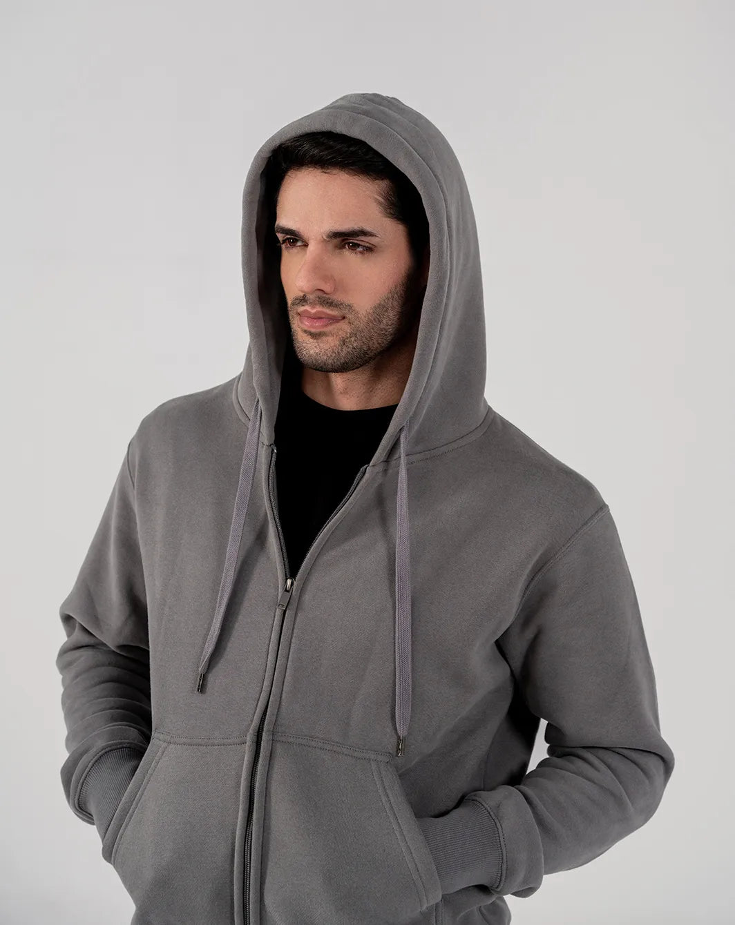 Men's Fleece Zipper Hoodie (Grey)