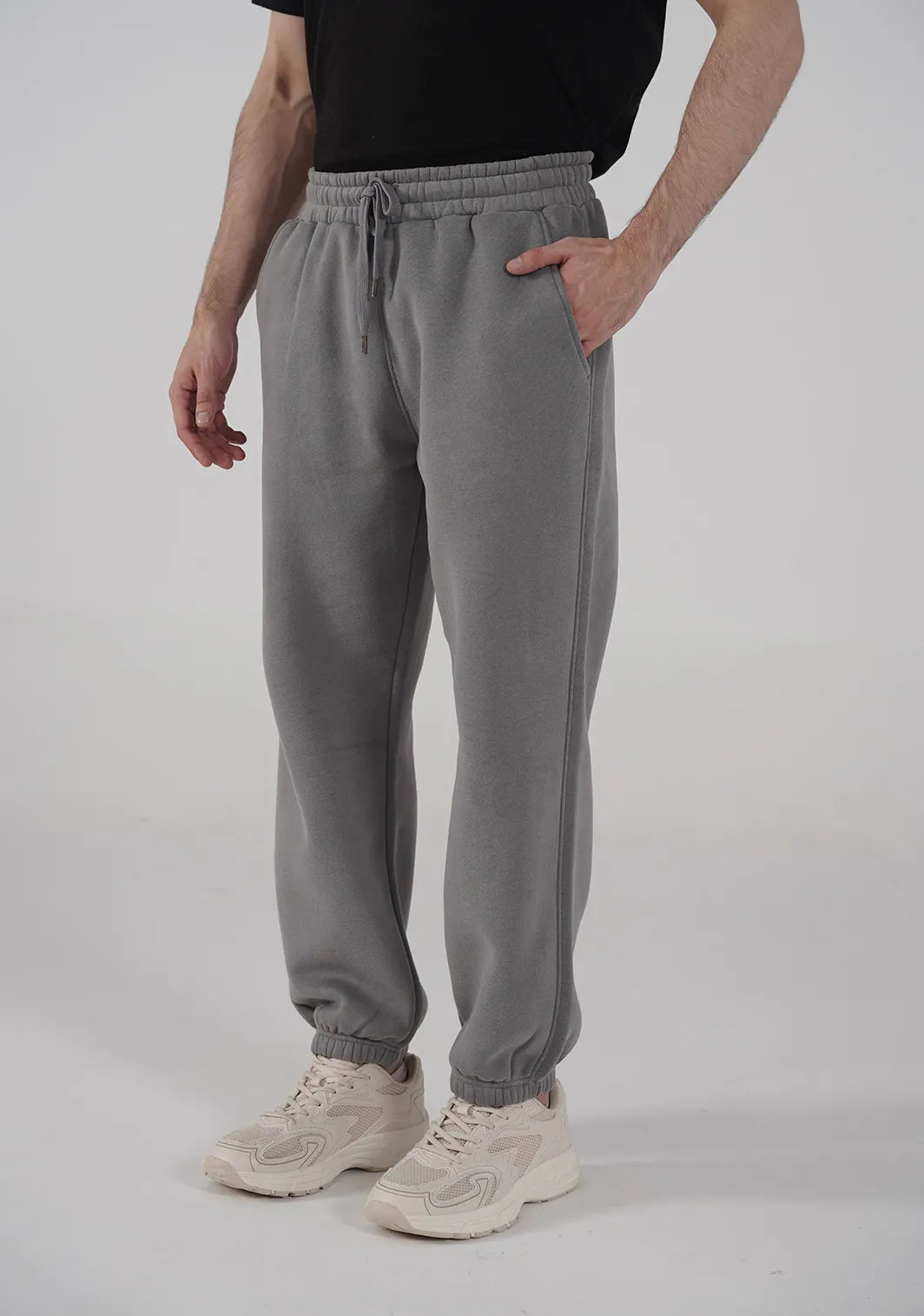 Men's Fleece Elasticated Leg Opening Trousers (Grey)