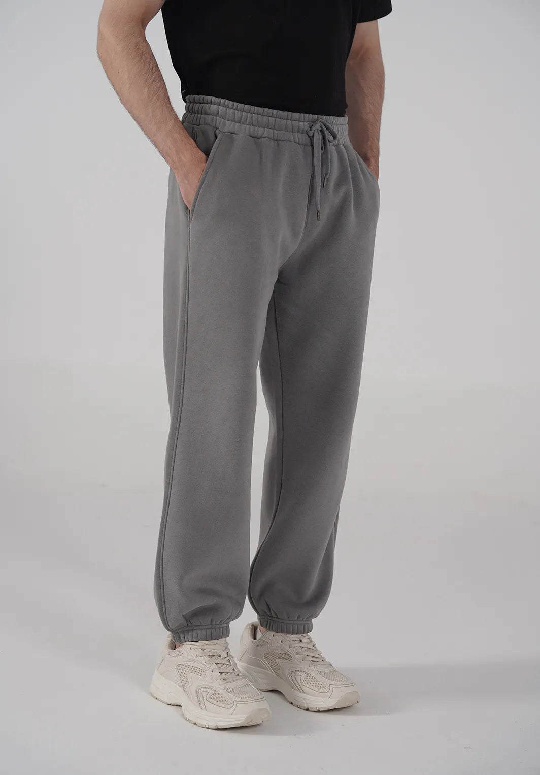 Men's Fleece Elasticated Leg Opening Trousers (Grey)