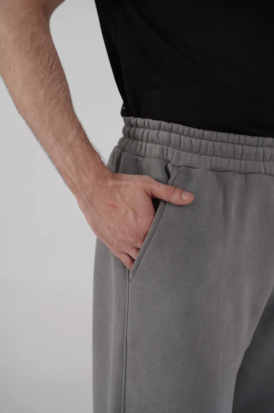 Men's Fleece Elasticated Leg Opening Trousers (Grey)