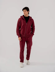 Men's Fleece Zipper Hoodie (Burgundy)