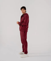 Men's Fleece Zipper Hoodie (Burgundy)