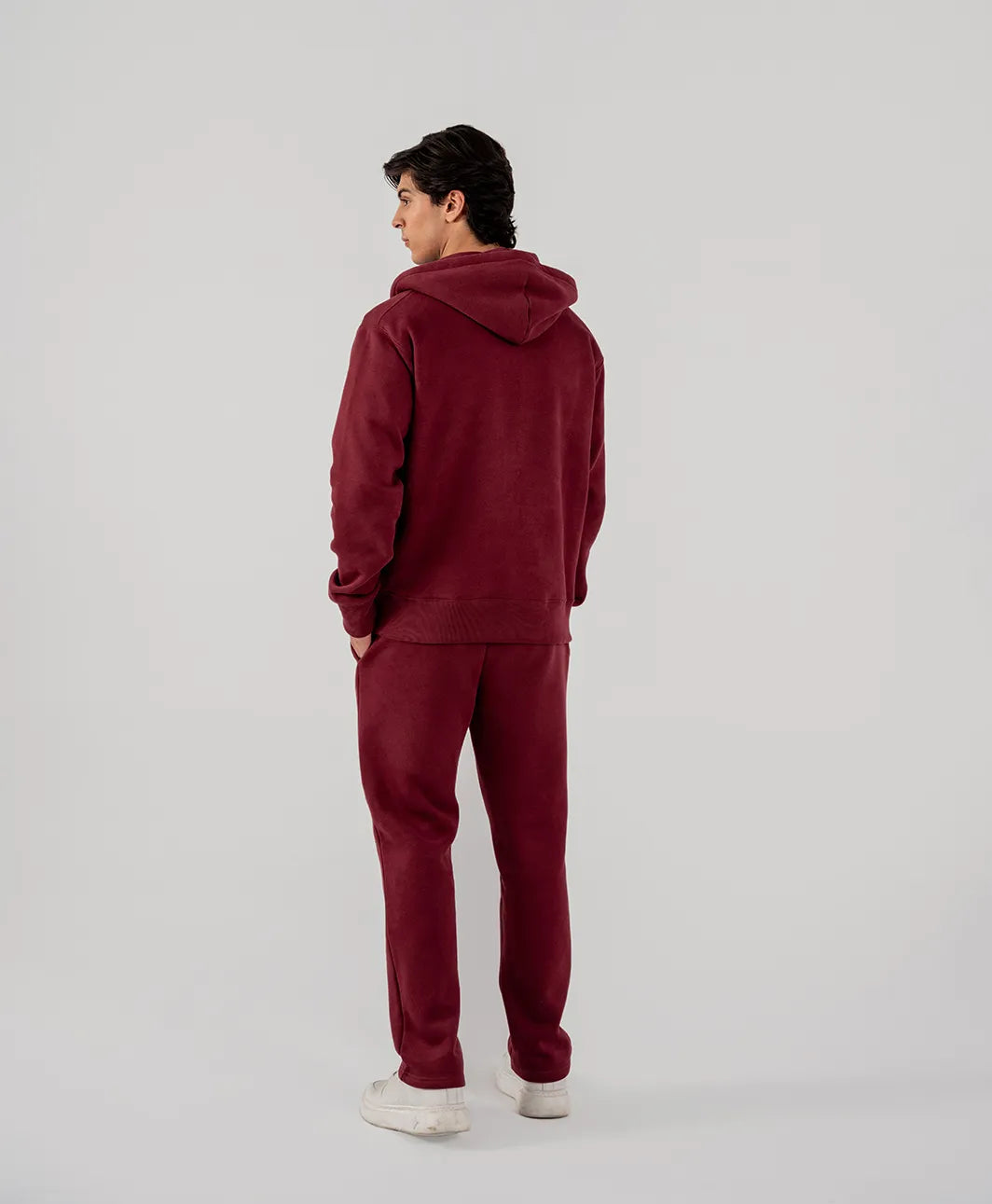 Men's Fleece Zipper Hoodie (Burgundy)