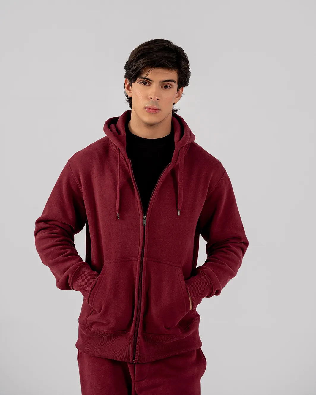 Men's Fleece Zipper Hoodie (burgundy) – Bazix Pk