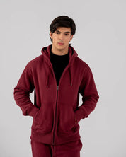 Men's Fleece Zipper Hoodie (Burgundy)