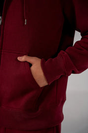 Men's Fleece Zipper Hoodie (Burgundy)