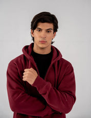 Men's Fleece Zipper Hoodie (Burgundy)