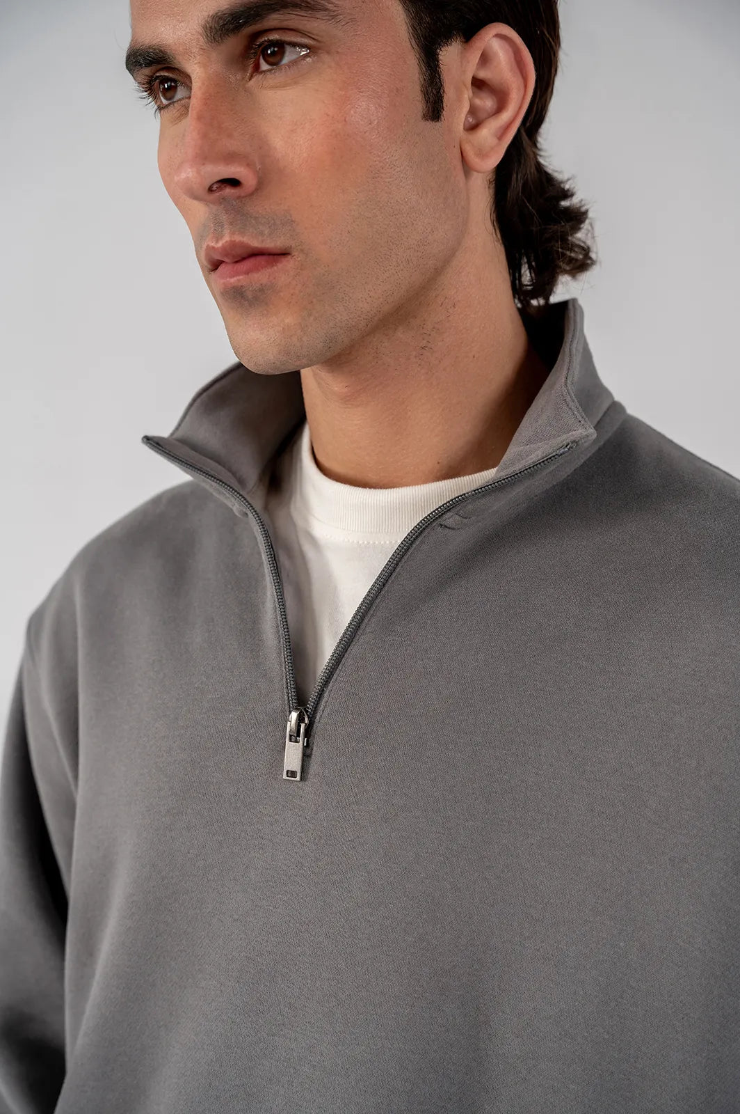 Men's Fleece Half Zipper Grey