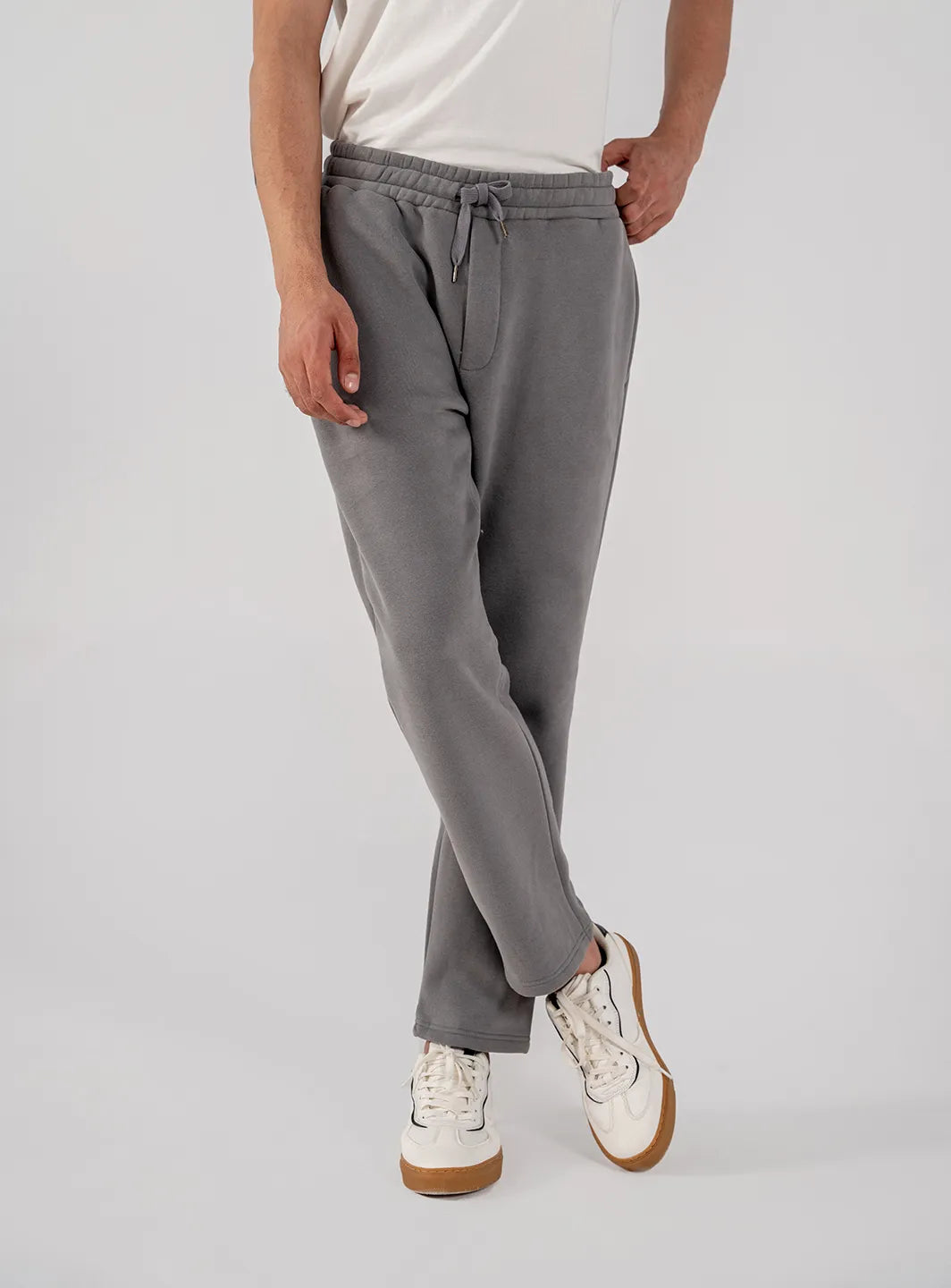 Men's Fleece Straight Cut Trousers (Grey)