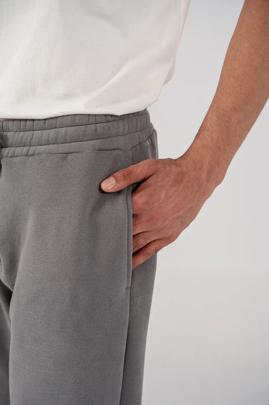 Men's Fleece Straight Cut Trousers (Grey)
