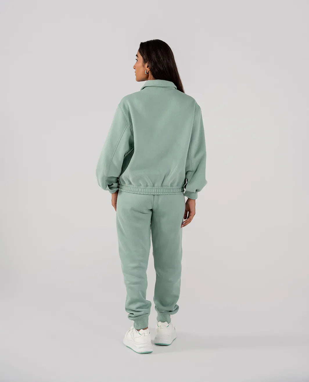 Ladies Collar Zip Jacket (Light Teal)