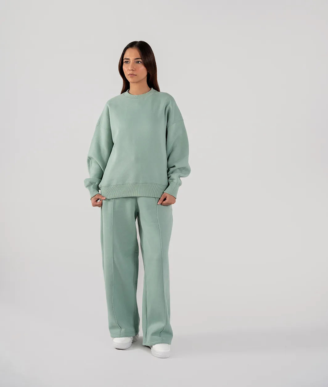 Ladies Fleece Sweatshirt (Light Teal)