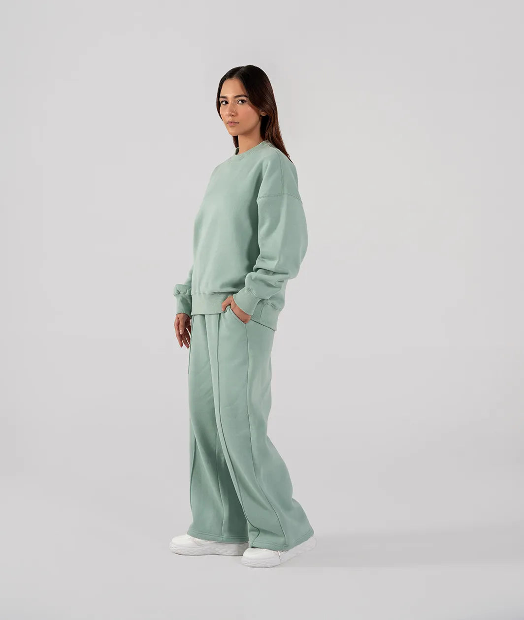 Ladies Fleece Sweatshirt (Light Teal)