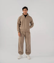 Men's Fleece Half Zipper (Taupe Brown)