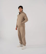 Men's Fleece Half Zipper (Taupe Brown)