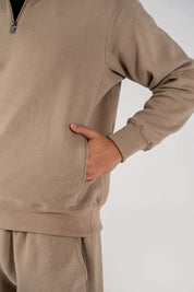Men's Fleece Half Zipper (Taupe Brown)